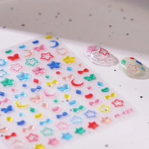 3D Relief Nail Art Stickers Embossed Star Moon Butterfly Heart Jelly Texture Self Adhesive DIY Manicure Decoration