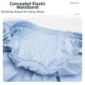 Detail shot of yoga shorts showing hidden elastic waistband and quick-dry breathable fabric