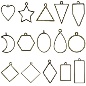 Antique bronze hollow geometric metal frames for resin jewelry and DIY craft making