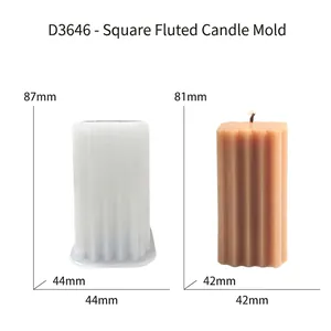 Molde de silicona cuadrado para velas con rayas y medidas detalladas