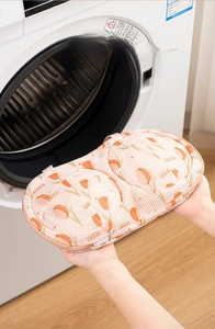Detail of tulip patterned bra laundry bag for washing machine protection
