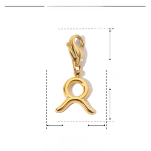 Detailed size specifications of 14K gold Taurus zodiac charm with lobster clasp