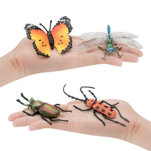 Detailed realistic insect toy model set including butterfly and dragonfly for garden decor