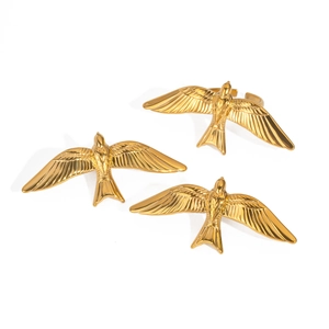Trois bagues ouvertes hirondelle dorées en acier inoxydable au style vintage