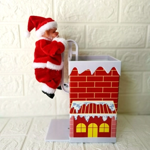 Electric climbing Santa Claus toy on chimney for Christmas home decoration and gift