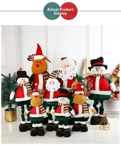 Detail of telescopic plush Christmas figures featuring Santa Claus, Snowman and Reindeer