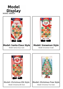 Detail view of 24-day Christmas advent calendar pockets with Santa and Snowman motifs