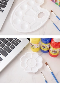 Close-up of durable white plastic palette set for watercolor and gouache painting