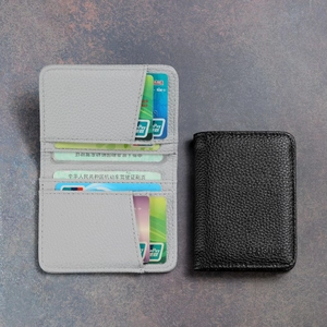 Slim business leather driver license holder and multi-slot wallet for men in black and grey