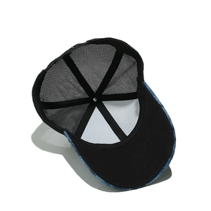 Detail view of the breathable mesh back and inner structure of this sequin baseball cap