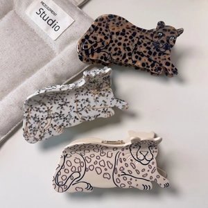 Leopard Cheetah Shaped Hair Claw Acetate Handmade Animal Design Large Shark Clip Fashion Accessories For Women