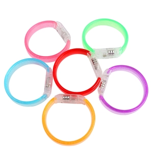 Set of 6 colorful LED glowing bracelets in red, orange, yellow, green, blue, and purple