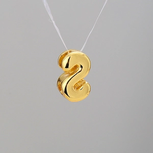 Golden balloon-style DIY bubble letter S pendant with a polished metallic finish