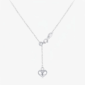 925 Sterling Silver Heart Pendant Necklace Y-Shaped Adjustable Slider Clavicle Chain Minimalist Polished Women Jewelry