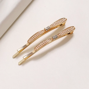 Gold Metal Bowknot Hair Clips With Faux Artificial Pearl And Rhinestones Vintage Bridal Wedding Side Clips For Women Girls Elegant