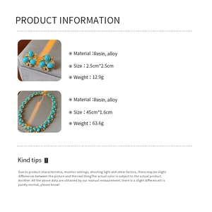Tableau des tailles pour parure de bijoux vintage collier et boucles d'oreilles