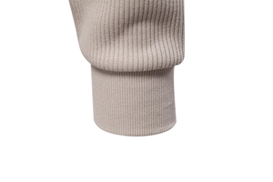 Close-up of high-elasticity ribbed cuffs on a men's fleece-lined stand collar sweatshirt