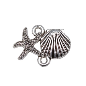 Starfish and shell connector in silver alloy for DIY jewelry making accessories