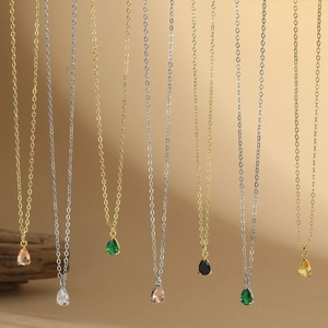 Minimalist Copper Waterdrop Pendant Necklace For Women Luxury Zirconia Inlaid O-Chain Choker Daily Party Fashion Jewelry Gift