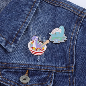 Cute Cartoon Dinosaur Enamel Brooch Pin Alloy Kawaii Animal Badge For Bags Jackets Believe In Yourself Slogan Ornament