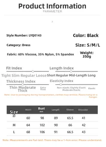 Detailed size guide for V-neck chiffon dress with measurements in centimeters