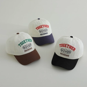 Kids Baseball Cap Cotton Twill Puppy Embroidery Contrast Color Sun Protection Breathable Sport Hat For Boys Girls