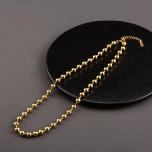 18K gold plated stainless steel bead chain necklace with lobster clasp and extender