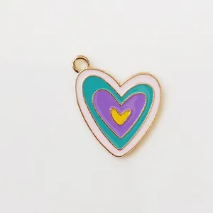 Detail of multi-layer colorful enamel heart pendant for DIY jewelry making