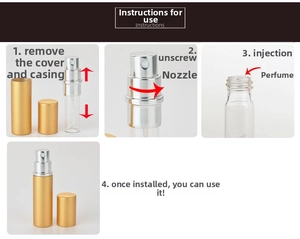 Detailed instructions for refilling the 5ml matte gold aluminum perfume atomizer bottle