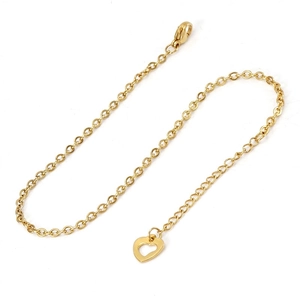 Bracelet De Cheville Coeur En Acier Inoxydable Minimaliste Plaqué Or Chaîne En O Réglable Bijoux De Pied Pour Femmes