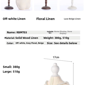 Size specifications for linen bust jewelry displays with solid wood base dimensions