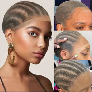 Close-up of transparent HD wig cap application on braided hair for a seamless finish