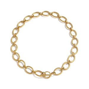 Collier minimaliste en acier titane doré avec cercle géométrique et fermoir à bascule
