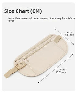 Tableau des tailles pour ceinture de course ultra-fine mesurant 25,5 cm par 14 cm