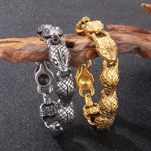 Vintage 18k gold and silver plated snake head bracelet with stainless steel scales