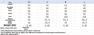 Detailed size chart for the sequin textured vest with measurements from XS to L