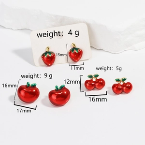 Détails du poids et dimensions pour boucles d'oreilles émaillées fraise pomme et cerise