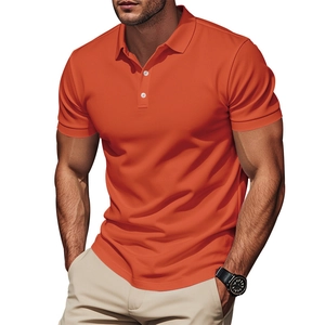 Men's bright orange quick-dry short sleeve Polo shirt for golf in a relaxed fit