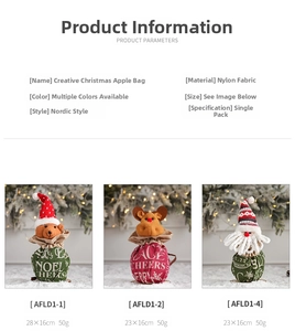 Three creative Christmas gift bags with Santa, elk, and bear designs made of nylon fabric