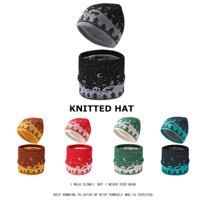 Detailed knit texture and winter snowflake patterns on this cozy hat and scarf set