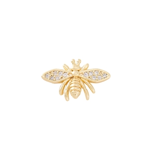 Gold bee pendant with zircon inlaid wings for DIY jewelry making accessories