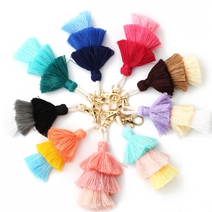 Handmade Three-Layer Cotton Thread Tassel Keychain Boho Style Bag Pendant Jewelry Accessories For Women Wallet Decoration