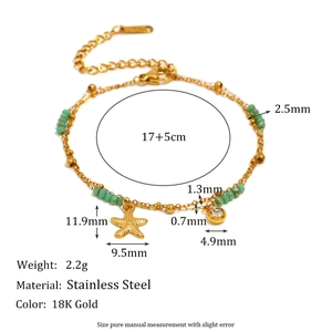 Zweilagiges 18K Gold Edelstahl Seestern Armband mit Perlen und Zirkonia-Anhängern