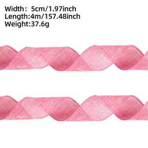 Pink faux linen Easter ribbon detail with 5cm width and 4m length specifications