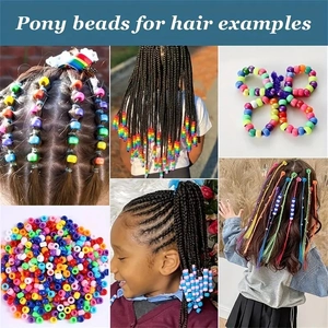 Multicolor plastic pony beads for hair braiding and DIY jewelry in vibrant assorted colors