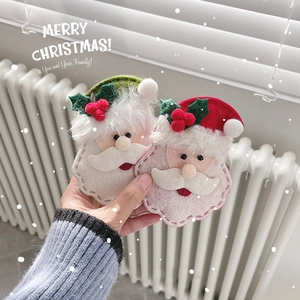 Handmade Santa felt hanging ornaments in red and green for Christmas tree decoration