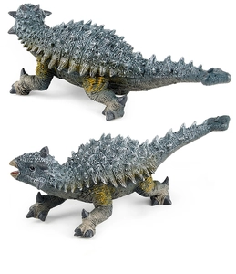 Detalle de las púas blindadas y la cola de maza de una figura de dinosaurio Anquilosaurio