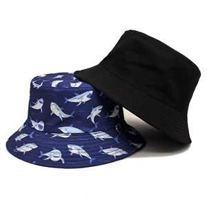 Chapeau bob réversible avec motif requin et noir classique pour protection solaire extérieure