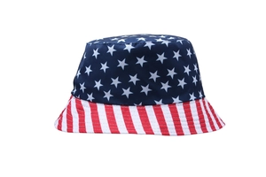 Unisex US flag bucket hat with stars and stripes pattern for sun protection outdoors