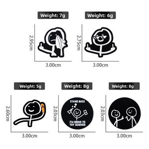 Size and weight specifications for funny stickman metal badges and enamel pins collection